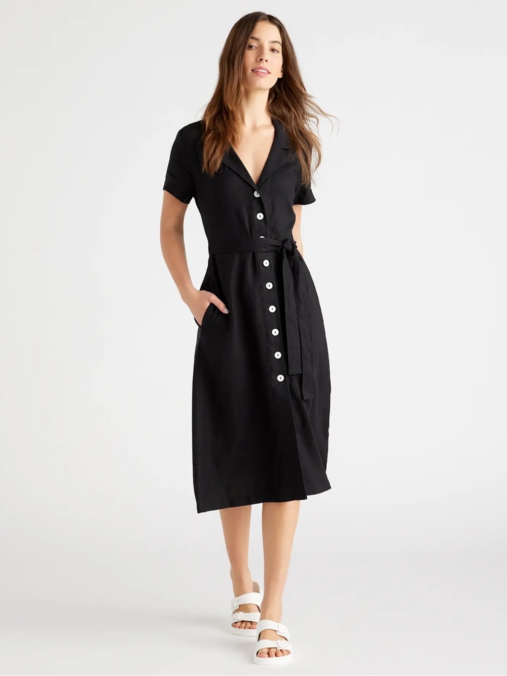 Quince 100% European Linen Button Front Dress
